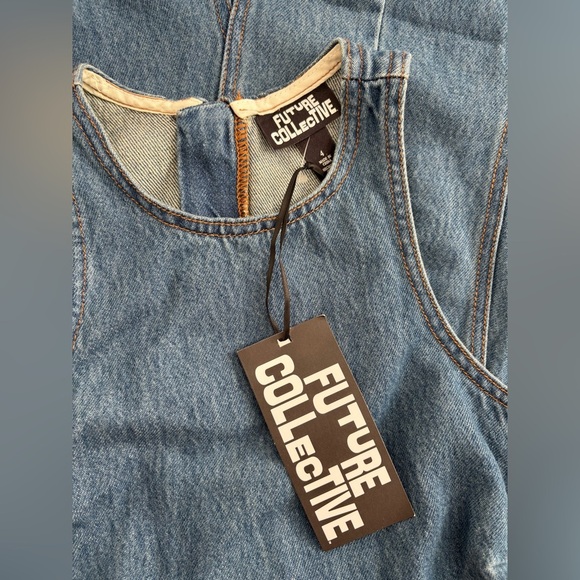 Future Collective Racerback Denim Midi A-Line Dress Medium Wash | 4 - Picture 13 of 16